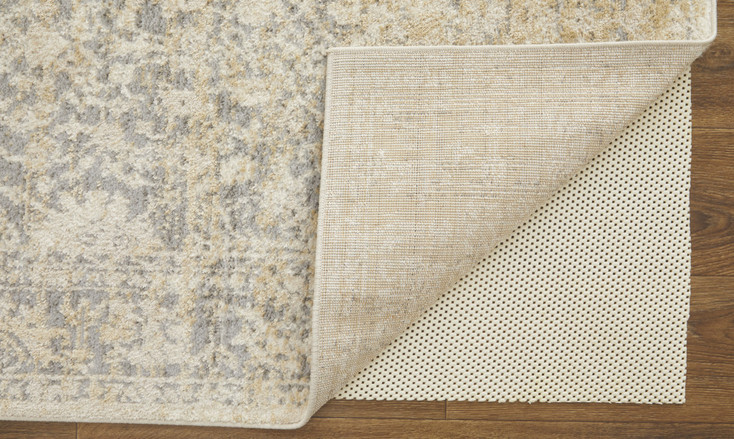 4' x 6' Gray and Ivory Abstract Power Loom Distressed Area Rug