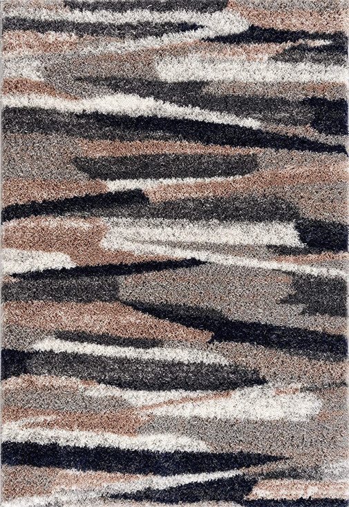 4' x 6' Gray and Black Strokes Area Rug