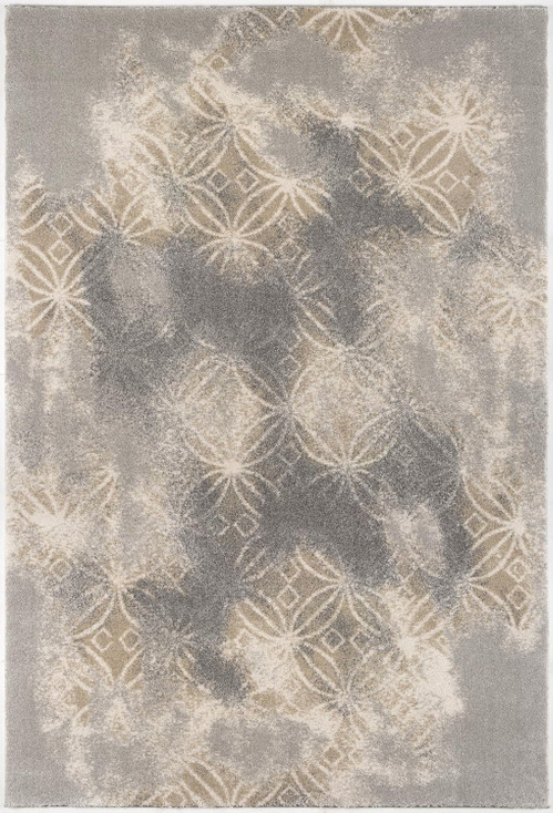 4' x 6' Light Grey Abstract Power Loom Stain Resistant Area Rug