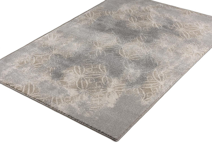 4' x 6' Light Grey Abstract Power Loom Stain Resistant Area Rug