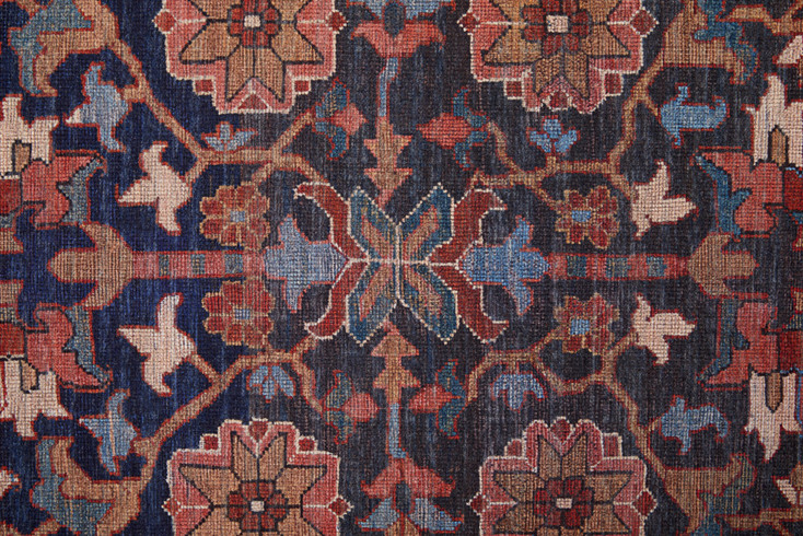 4' x 6' Red Orange and Blue Floral Power Loom Area Rug