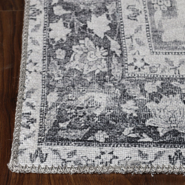 4' x 6' Charcoal Medallion Power Loom Stain Resistant Area Rug