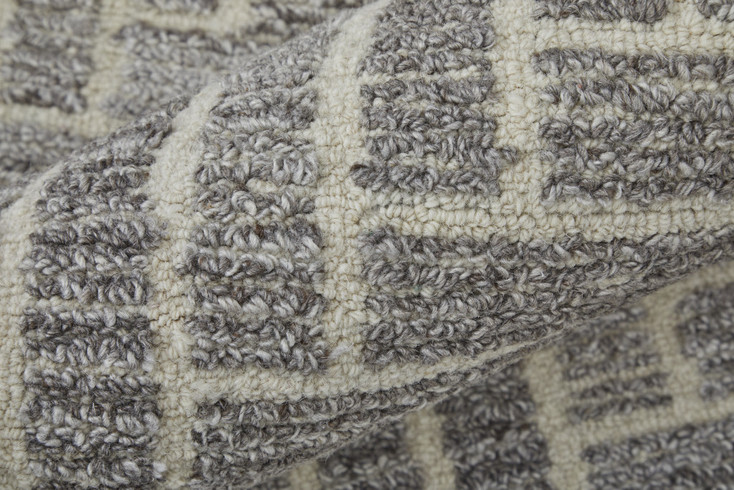 4' x 6' Taupe Gray and Tan Wool Geometric Tufted Handmade Area Rug