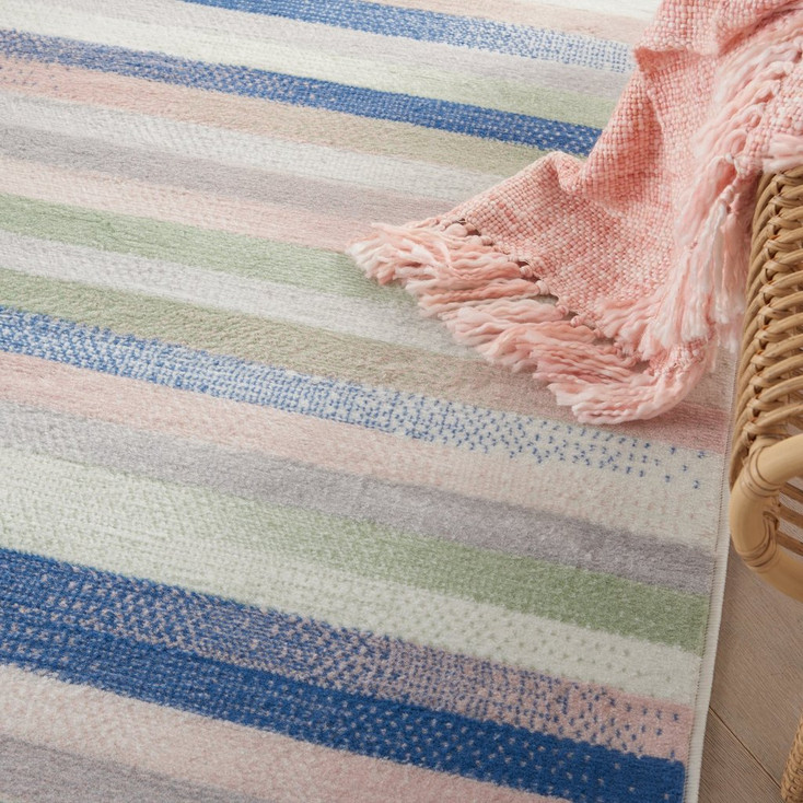 4' x 6' Navy Blue Striped Dhurrie Area Rug