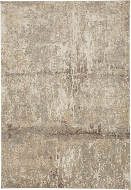 4' x 6' Tan Ivory & Brown Abstract Area Rug