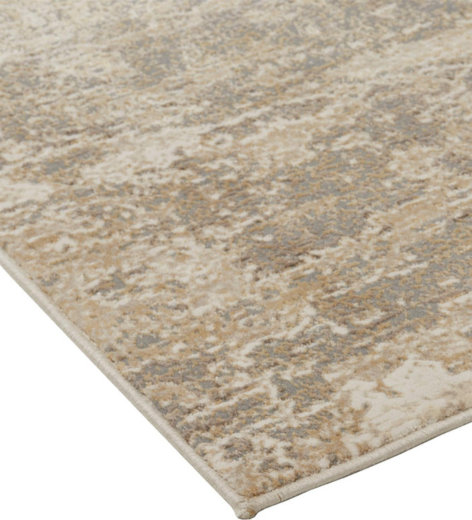 4' x 6' Tan Ivory & Brown Abstract Area Rug