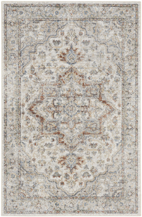 4' x 6' Gray Oriental Power Loom Washable Area Rug