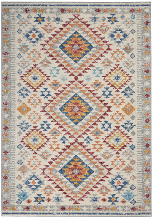 4' x 6' Gray and Ivory Geometric Dhurrie Area Rug