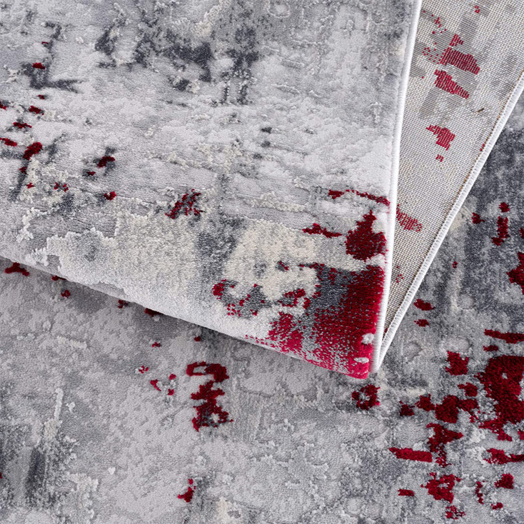 4' x 6' Red Abstract Dhurrie Polypropylene Area Rug