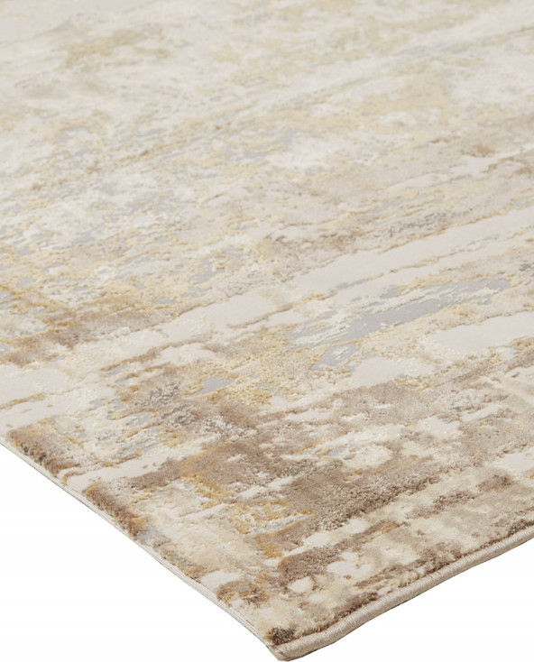 4' x 6' Tan Ivory and Gray Abstract Area Rug