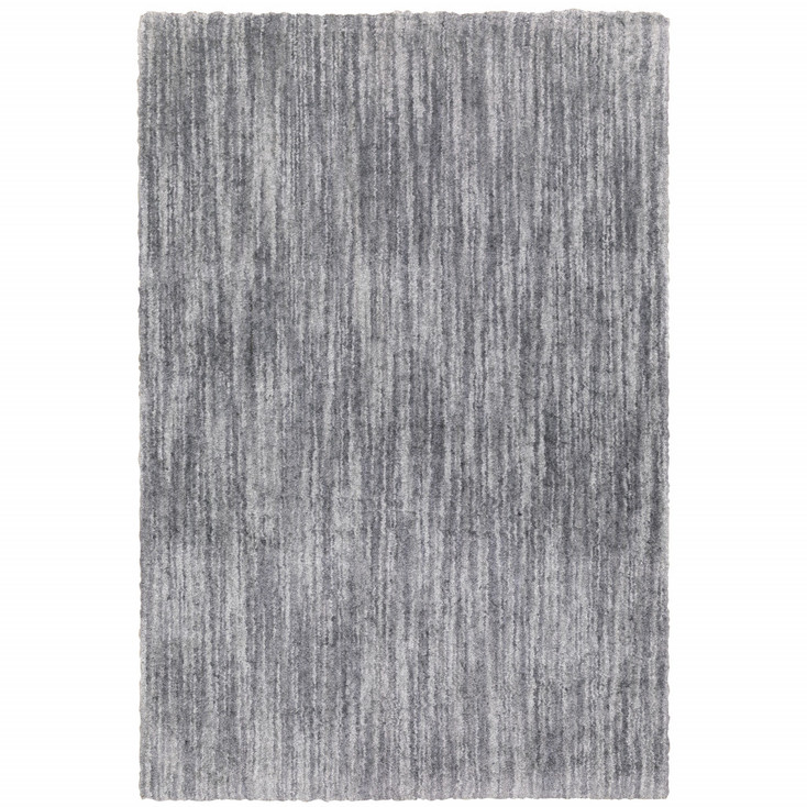 4' x 6' Grey Shag Power Loom Stain Resistant Area Rug