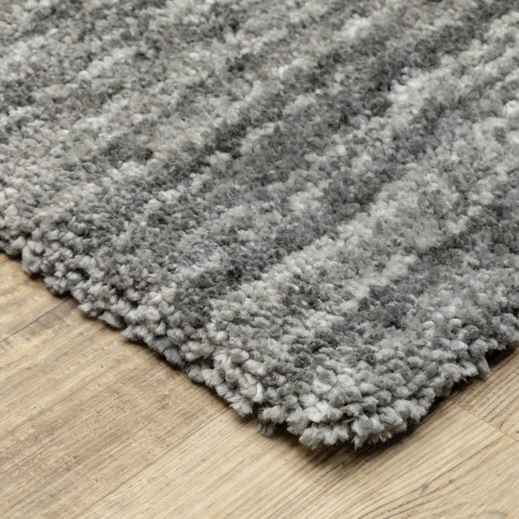 4' x 6' Grey Shag Power Loom Stain Resistant Area Rug