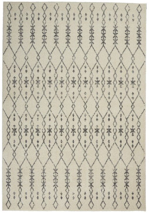 4' x 6' Gray Geometric Power Loom Polypropylene Area Rug