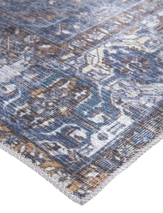 4' x 6' Blue Ivory and Brown Floral Area Rug