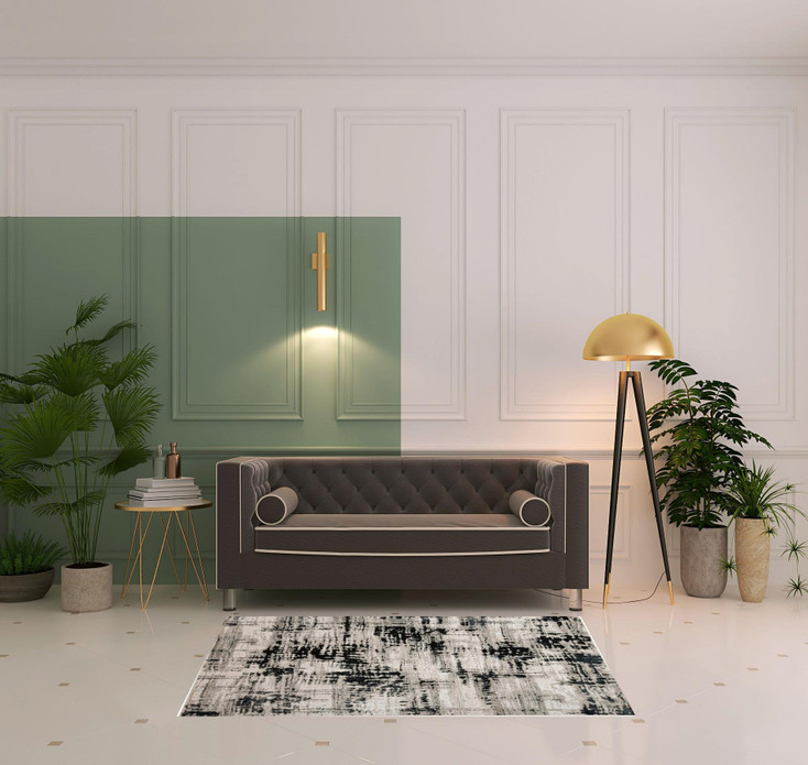 4' x 6' Black White and Gray Area Rug