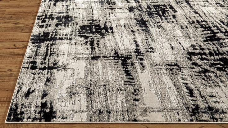 4' x 6' Black White and Gray Area Rug