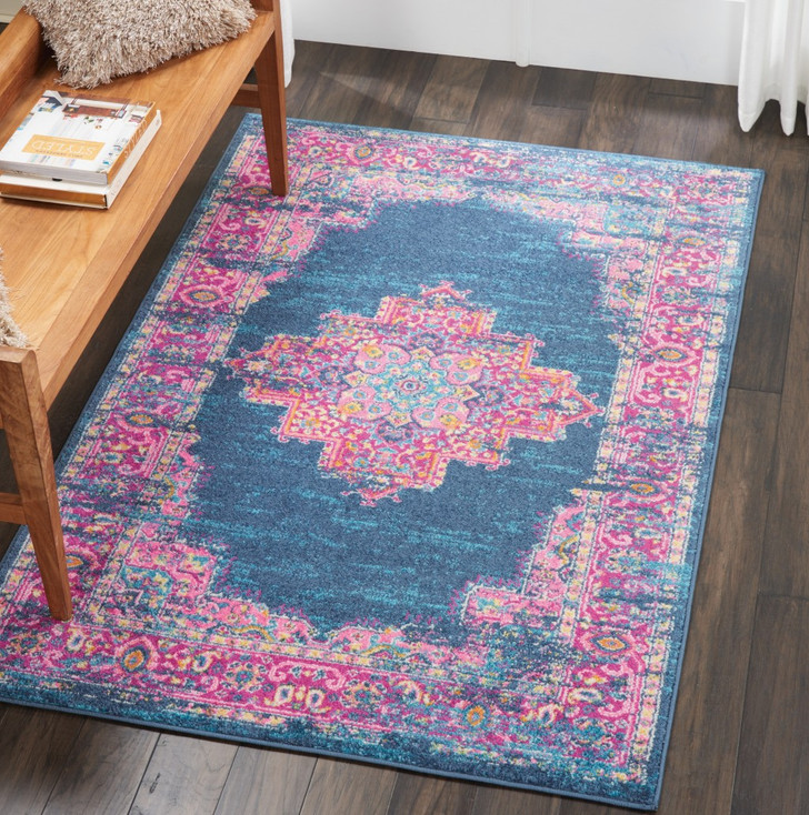 4' x 6' Blue Power Loom Area Rug