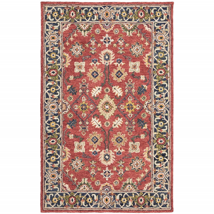 4' x 6' Red and Blue Bohemian Area Rug