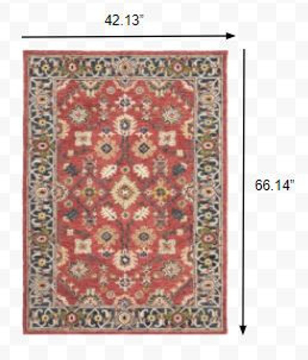 4' x 6' Red and Blue Bohemian Area Rug