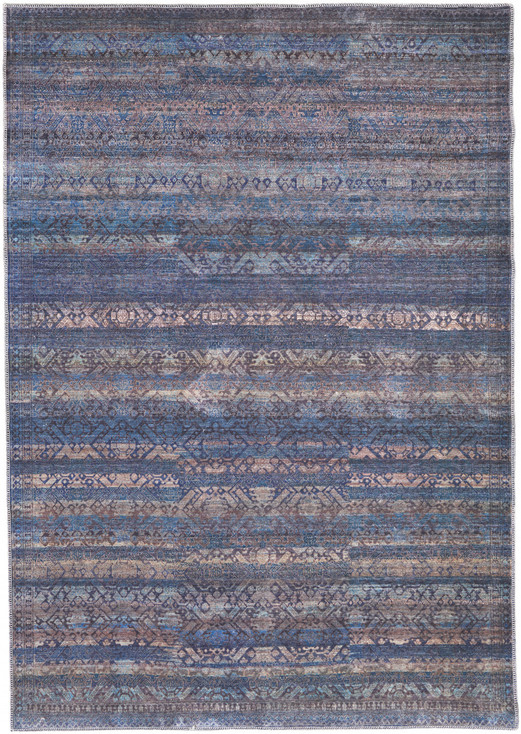 4' x 6' Blue Purple and Brown Floral Power Loom Area Rug