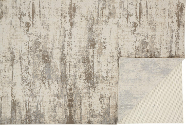4' x 6' Ivory and Brown Abstract Area Rug