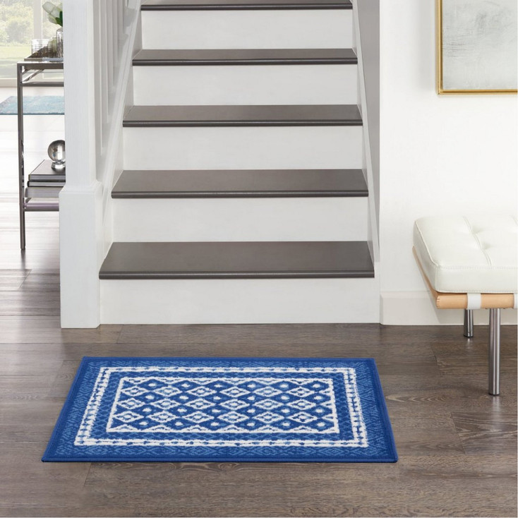 4' x 6' Navy Blue Geometric Dhurrie Rectangle Area Rug