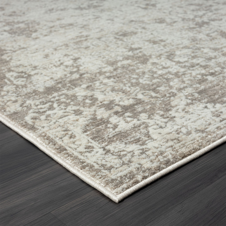 4' x 6' Gray Abstract Distressed Polyester Area Rug
