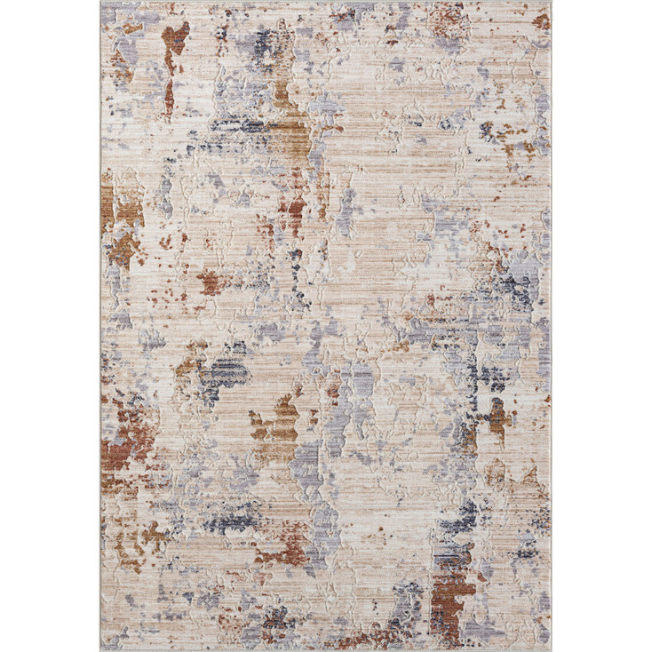 4' x 6' Beige Abstract Polyester Area Rug