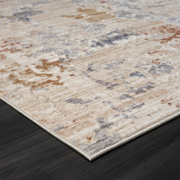 4' x 6' Beige Abstract Polyester Area Rug