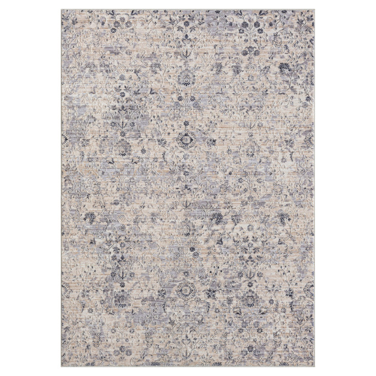 4' x 6' Gray Floral Area Rug