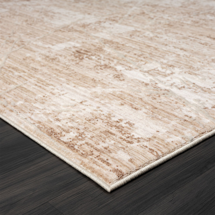 4' x 6' Beige Abstract Polyester Rectangle Area Rug