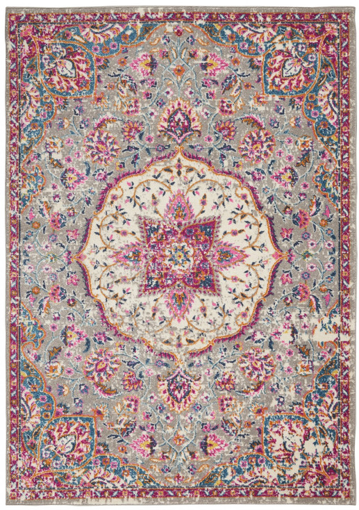 4' x 6' Pink and Gray Power Loom Area Rug