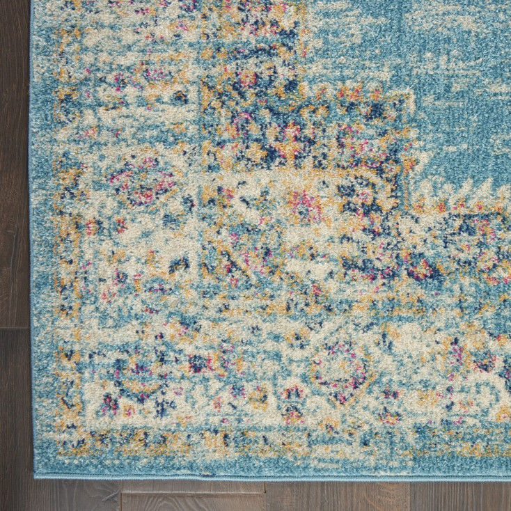 4' x 6' Light Blue Southwestern Power Loom Area Rug