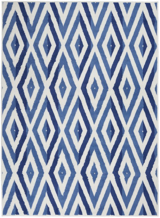 4' x 6' Blue and Ivory Geometric Dhurrie Area Rug