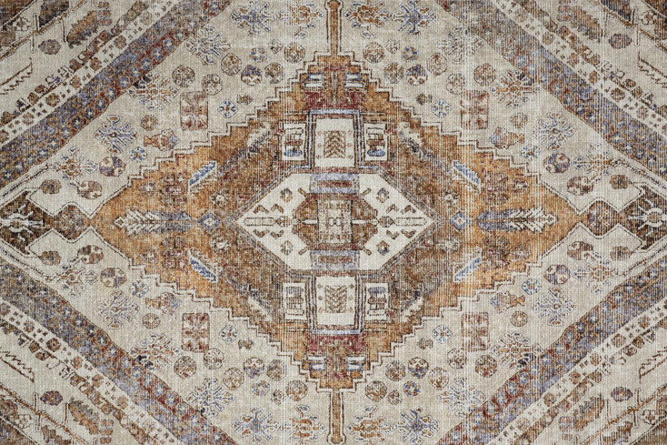 4' x 6' Ivory Orange and Brown Abstract Area Rug