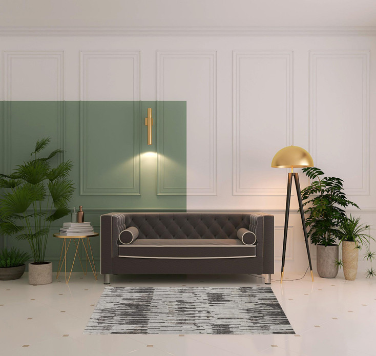 4' x 6' Ivory Brown and Gray Abstract Power Loom Stain Resistant Area Rug