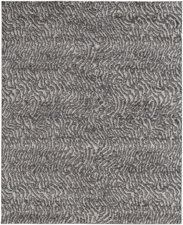 4' x 6' Gray Taupe and Ivory Abstract Power Loom Stain Resistant Area Rug