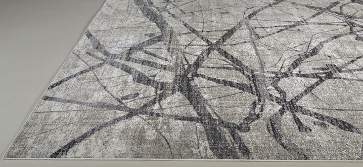 4' x 6' Taupe Gray and Ivory Abstract Stain Resistant Area Rug