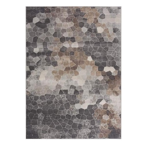 4' x 6' Beige Cobblestone Pattern Area Rug