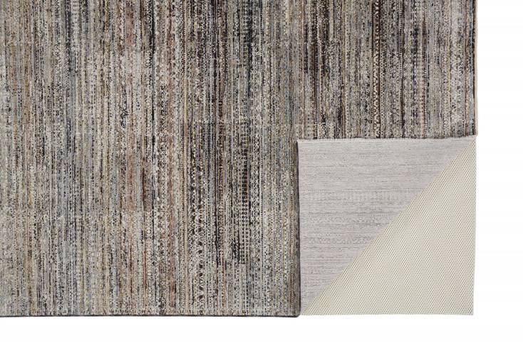 4' x 6' Ivory Gray and Black Abstract Distressed Area Rug with Fringe