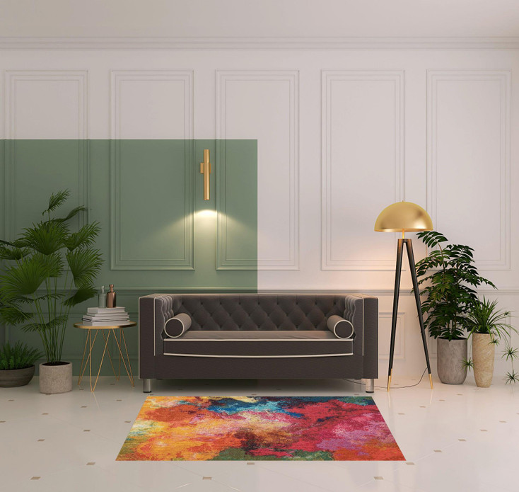 4' x 6' Palette Abstract Power Loom Non Skid Area Rug
