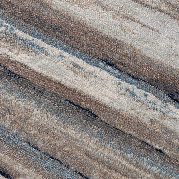 4' x 6' Blue and Beige Distressed Stripes Area Rug