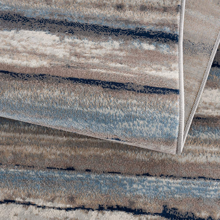 4' x 6' Blue and Beige Distressed Stripes Area Rug