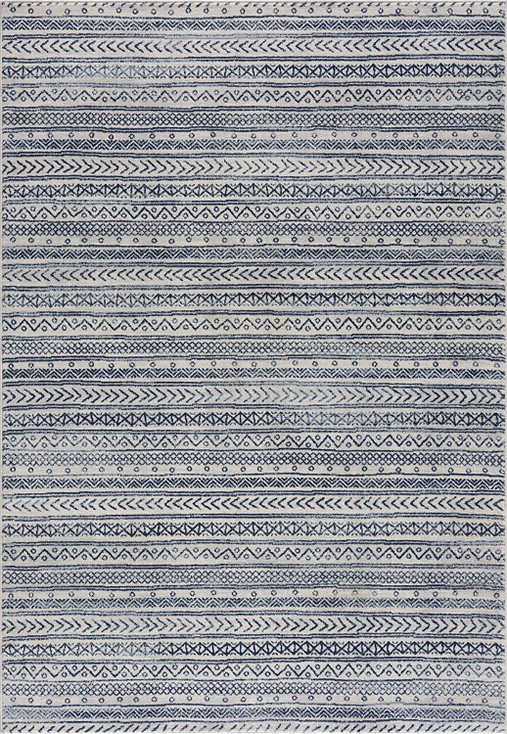 4' x 6' Navy Blue Decorative Stripes Area Rug