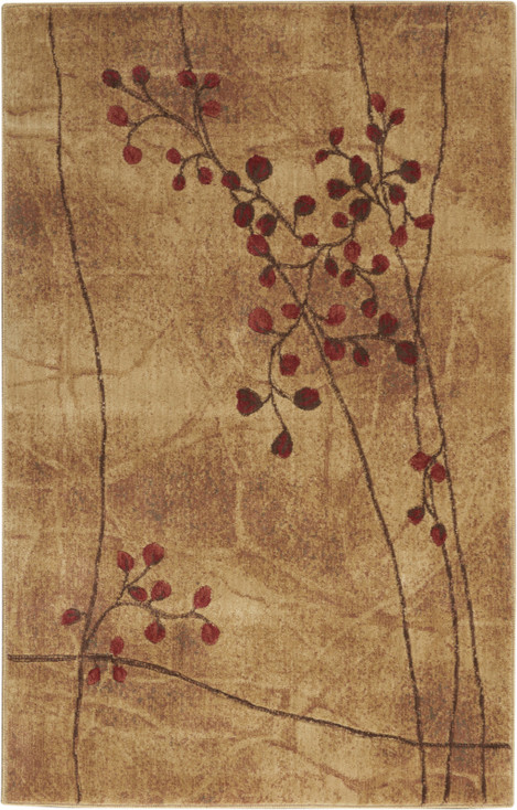 4' x 6' Brown Floral Power Loom Polyester Area Rug