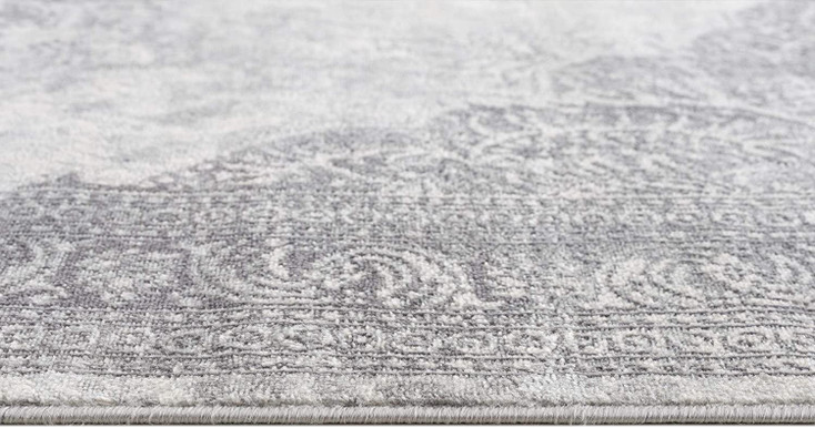 4' x 6' Gray Distressed Medallion Area Rug