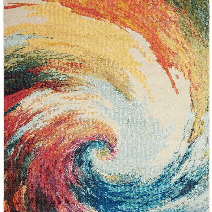 4' x 6' Wave Abstract Power Loom Non Skid Area Rug