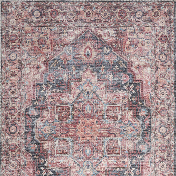 4' x 6' Multicolor Oriental Power Loom Distressed Washable Cotton Area Rug