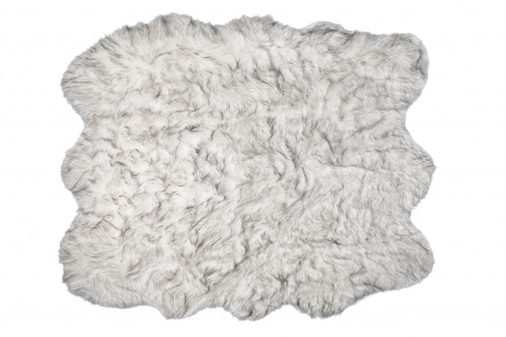 5' x 6' Grey Ombre Faux Sheepskin Non Skid Area Rug