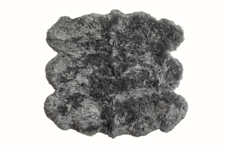 5' x 6' Grey Wool Sheepskin Handmade Area Rug